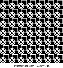 Geometric pattern with white and black circles and squares