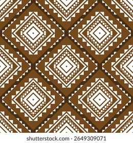 Geometric Pattern With White Diamonds And Triangles On Brown