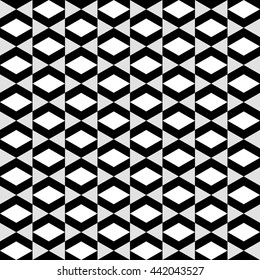 Geometric pattern with white grey and black rhombus
