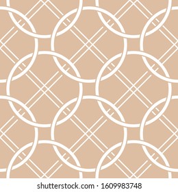 Geometric pattern. White pattern on beige seamless background. Vector illustration