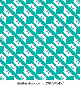Geometric pattern white on turquoise  background. Seamless pattern. Vector background.