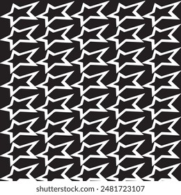 Geometric pattern of white stars on a black background.Seamless in one direction
Black pattern with white stars