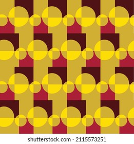 geometric pattern with yellow circles and brown rectangles