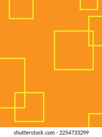 Geometric pattern, yellow contours of squares on an orange background