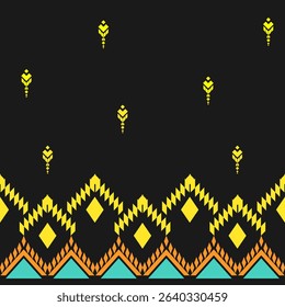 geometric pattern Yellow,black. Native American tribal fabric, design vector for woven textile printing,tile, Saree, carpet, cards, picture books, ethnic boho indian texture ornament seamless pattern