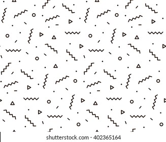 Geometric pattern with zigzags. Black and white background for the cover of the Memphis style or background