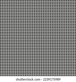 Geometric pattern with zigzags, rhombuses, parallelograms and other elements, rendered in miniature. Cotton or flax textile fabric. Decorative graphics in black and white.