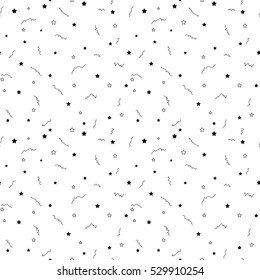 Geometric pattern with zigzagsand star. Black and white background for the cover of the Memphis style or background