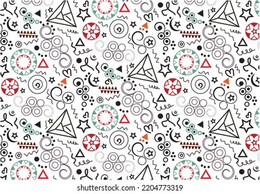 Geometric pattern,doodle black and white ornament.vector illustration geometrical elements.