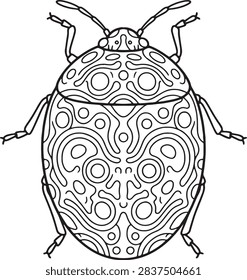 Geometric Patterned Picasso Bug Top View Outline Illustration