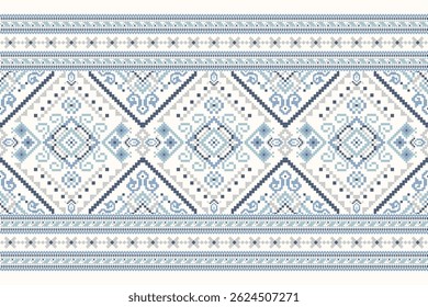 Geometric pattern,geometric ethnic floral pattern,floral cross stitch pattern on white background,vector illustration,Aztec style,abstract background.design for texture,fabric,clothing,decoration,rug