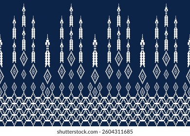 Geometric Patterns in Blue Shades, Traditional Cross-Stitch and Pixel Art Style, Decorative Textile Background for Fabric,Cloth,Dress,Carpet, Wallpaper, Scrapbooking,and Digital Design