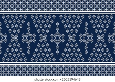 Geometric Patterns in Blue Shades, Traditional Cross Stitch and Pixel Art Style, Decorative Textile Background for Fabric,Cloth,Dress,Carpet, Wallpaper,sarong,saree,batik,and Digital Design