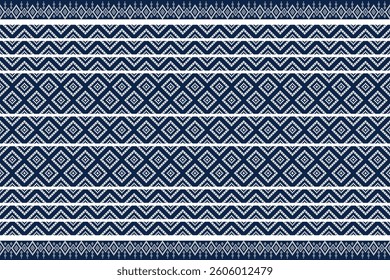 Geometric Patterns in Blue Shades, Traditional Cross Stitch and Pixel Art Style, Decorative Textile Background for Fabric,Cloth,Dress,Carpet, Wallpaper,sarong,saree,batik,and Digital Design