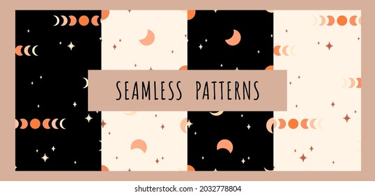 Сollection of geometric patterns. Boho art prints. Vector backgrounds. Trendy texture for print, textile, packaging.
