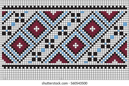 Geometric patterns for embroidery crochet, drawing on the cell