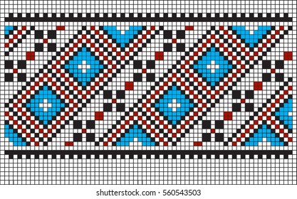 Geometric patterns for embroidery crochet, drawing on the cell