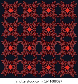 Geometric patterns in the form of ornamental circles like flowers. Vector seamless pattern.