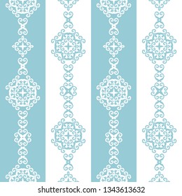 Geometric patterns formed from squares.Template for embroidery, decoration cards, wrappers, business cards, gift tags, labels, and textile elements of interior design.Vector seamless illustration.