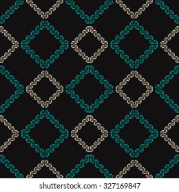 Geometric patterns formed from squares.Template for embroidery,Ceramic tiles and textile elements of interior design.Vector seamless illustration. 