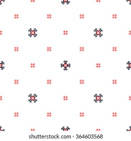 Geometric patterns formed from squares.Template for embroidery,Ceramic tiles and textile elements of interior design.Vector seamless illustration. 