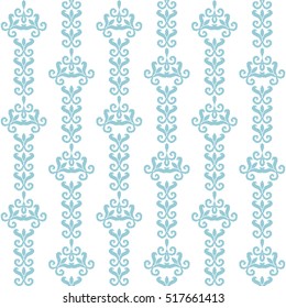 Geometric patterns formed from squares.Template for embroidery,Ceramic tiles and textile elements of interior design.Vector seamless illustration. Light-blue color on a white background