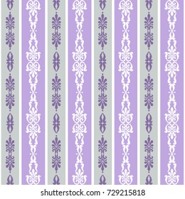 Geometric patterns formed from squares.Template for embroidery,Ceramic tiles and textile elements of interior design.Vector seamless illustration. Purple and gray on a white background