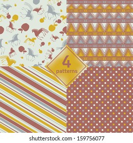 geometric patterns. horses and apples
