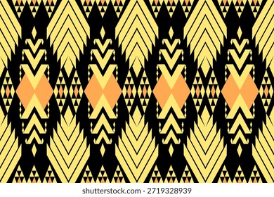 Los patrones geométricos inspirados en el bordado indígena usan triángulos dispuestos en forma de diamante. El color amarillo le da al diseño un aspecto vibrante, realzado por Grandes arbustos amarillos. Este estilo es adecuado para empresas textiles, Diseño gráfico y decoración del hogar.