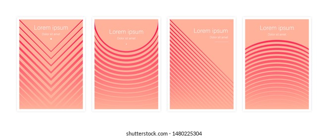 Geometric patterns. Minimal covers design. Pastel gradients. Beige and red. Minimalistic lines.