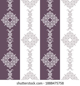 Geometric patterns of modern stylish texture. Seamless vector illustration in the form of pixels. Vertical ornament for embroidery, ceramic tiles and textile interior design elements. 