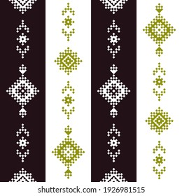Geometric patterns of modern stylish texture. Borders in the form of a pixel ornament for embroidery, ceramic tiles and textile interior design elements. Seamless illustration