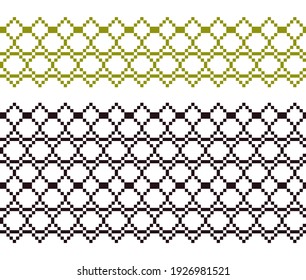 Geometric patterns of modern stylish texture. Borders in the form of a mesh weave for embroidery, ceramic tiles and textile interior design elements. Seamless illustration on a white background