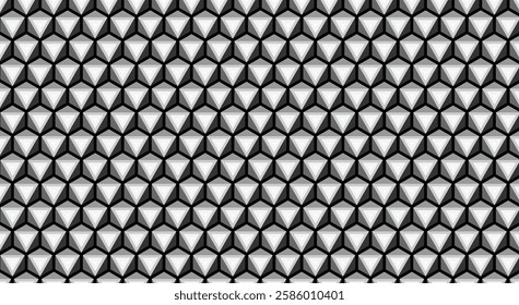 
Geometric patterns with a monochromatic black palette and a subtle illusion of depth. The pattern consists primarily of triangles, arranged in a particular way to create larger repeating units