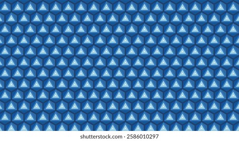 Geometric patterns with a monochromatic blue palette and a subtle illusion of depth. The pattern consists primarily of triangles, arranged in a particular way to create larger repeating units