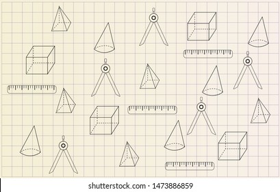 
geometric patterns on a notebook sheet