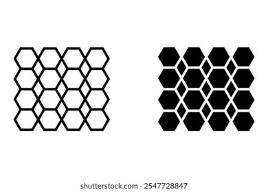 Patrones geométricos. Red hexagonal lisa con celdas sólidas internas. Grandes Formas hexagonales. Ilustración vectorial de baldosas sin costuras.