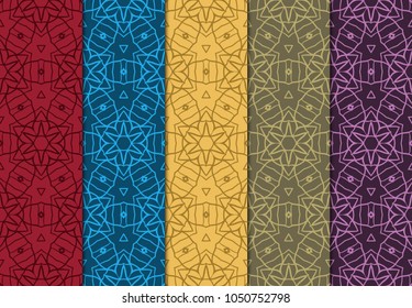 Geometric Patterns. Seamless Monochrome Colors Linear set Background. Line Art. For Fashion Background, Wallpaper, Home Decor, Interior Design. Vector illustration