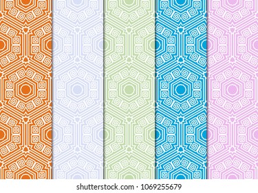 Geometric Patterns. Seamless Monochrome Colors Linear set Background. Line Art. For Fashion Background, Wallpaper, Home Decor, Interior Design. Vector illustration for design ornaments.