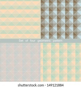 Geometric patterns set. Colorful abstract mosaic backgrounds. Vector illustration EPS 10.
