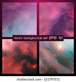 Geometric patterns set. Colorful abstract mosaic backgrounds. Vector illustration EPS 10.