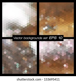 Geometric patterns set. Colorful abstract mosaic backgrounds. Vector illustration EPS 10.