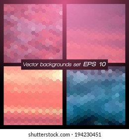 Geometric patterns set. Colorful abstract mosaic backgrounds. Vector illustration EPS 10.