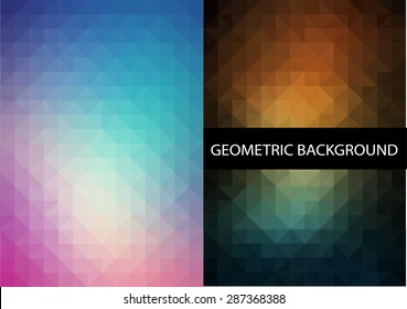Geometric patterns set. Colorful abstract  backgrounds.