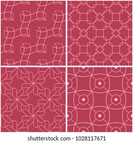 Geometric Patterns Set Pale Red Seamless Stock Vector (Royalty Free ...