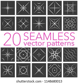 Geometric patterns set.Seamless background collection.Simple abstract vintage lines,dots,stripes,circles elements art,decor for fabric fashion textile print.Minimal tile style. Vector illustration