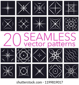 Geometric patterns set.Seamless background collection.Simple abstract vintage lines,dots,stripes,circles elements art,decor for fabric fashion textile print.Minimal tile style. Vector illustration
