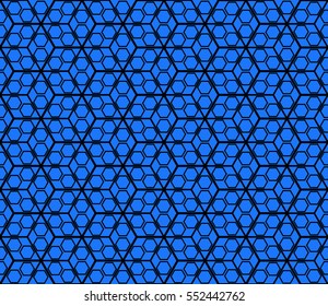 Geometric patterns of the shape cube. seamless ornament. Vector illustration. For wallpaper design, prints, interior decoration. black, blue color