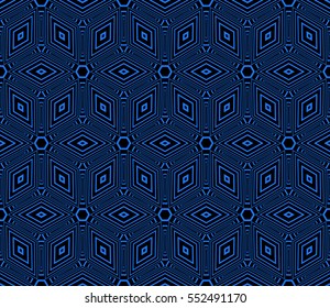 Geometric patterns of the shape cube. seamless ornament. Vector illustration. For wallpaper design, prints, interior decoration. black, blue color