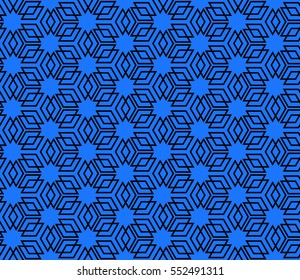 Geometric patterns of the shape cube. seamless ornament. Vector illustration. For wallpaper design, prints, interior decoration. black, blue color